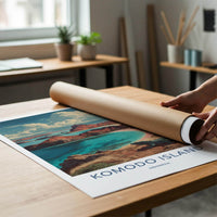 Komodo Island Poster - Indonesia Travel Art - Lizard Island Beach Home Decor
