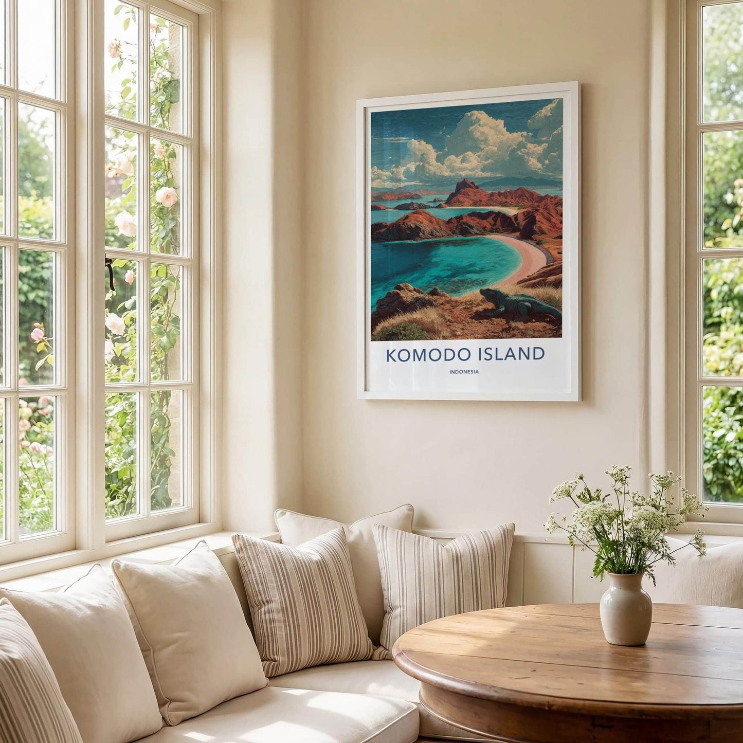 Komodo Island Poster - Indonesia Travel Art - Lizard Island Beach Home Decor