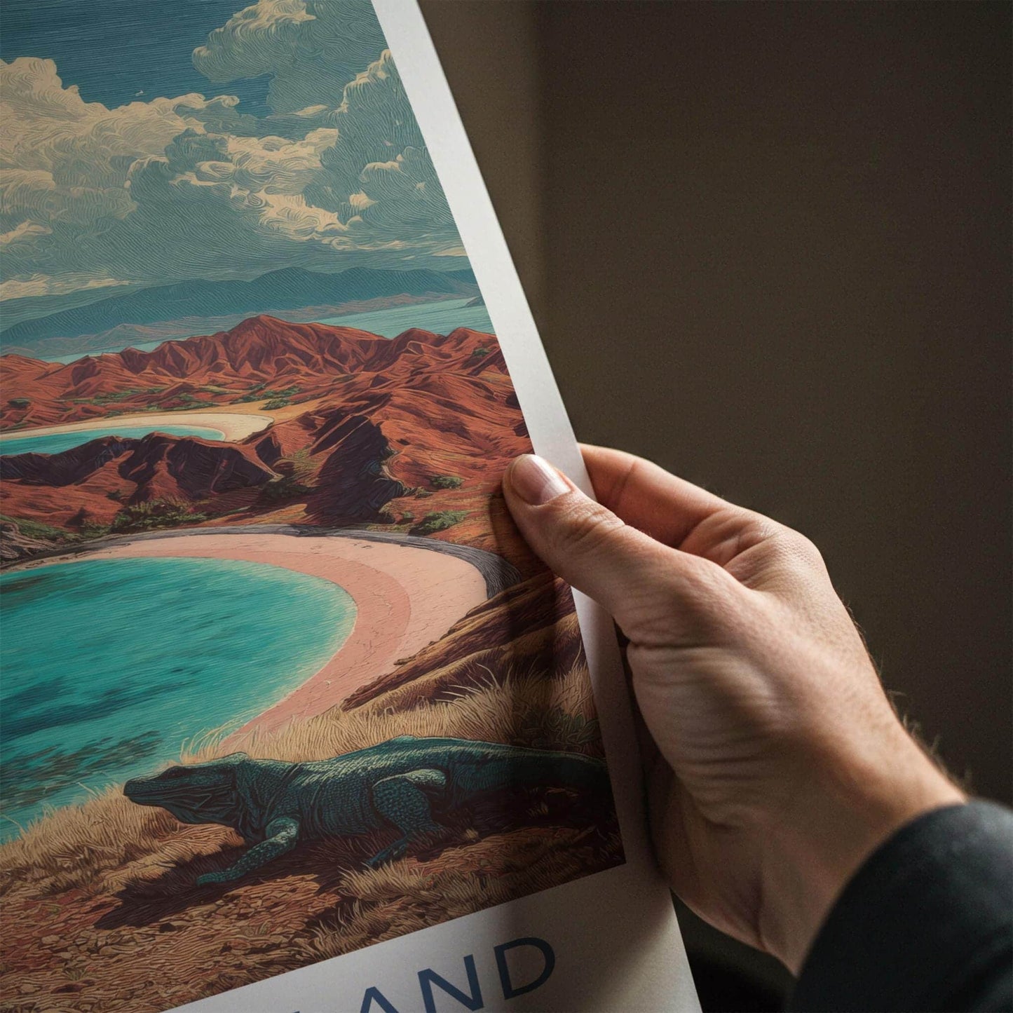 Komodo Island Poster - Indonesia Travel Art - Lizard Island Beach Home Decor