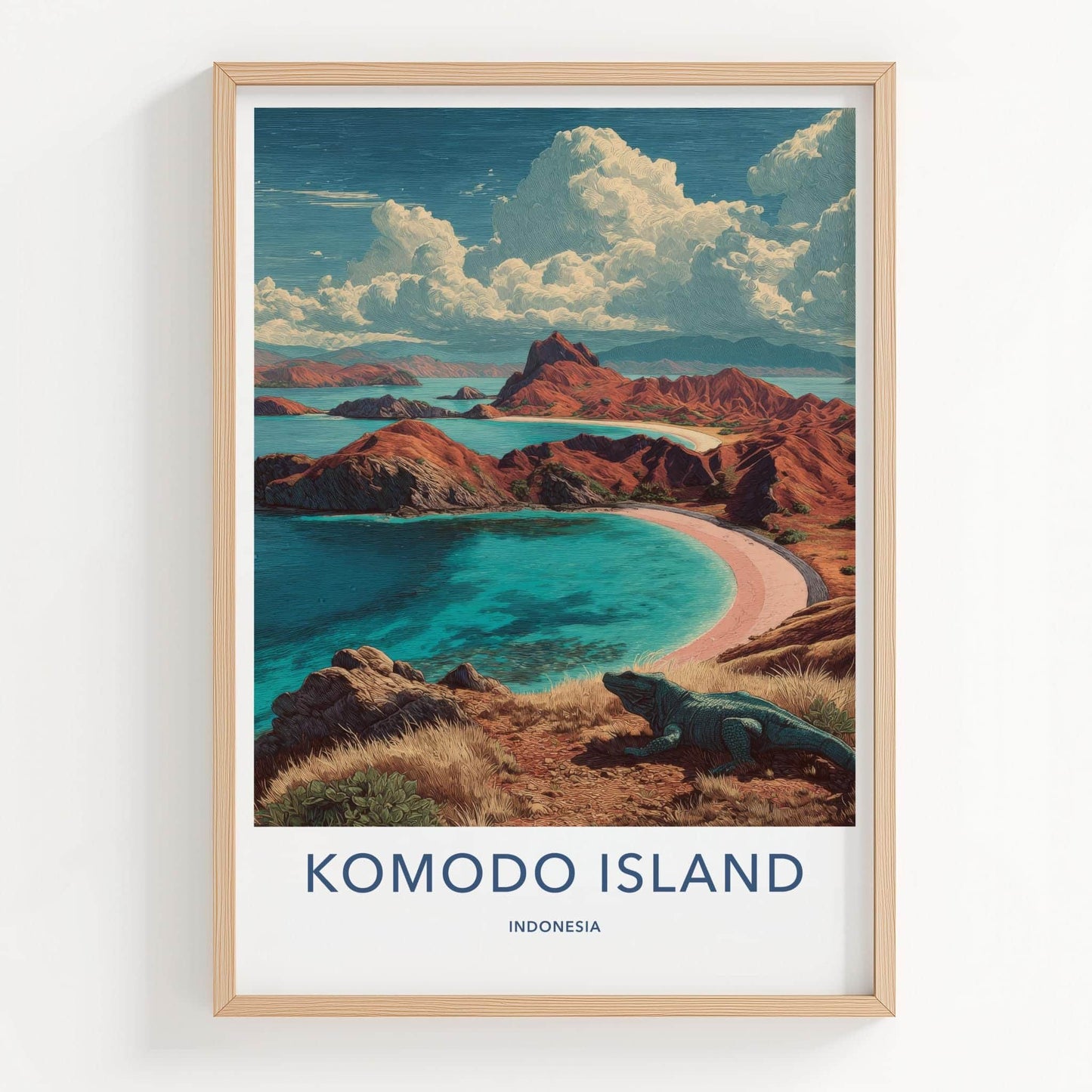Komodo Island Poster - Indonesia Travel Art - Lizard Island Beach Home Decor