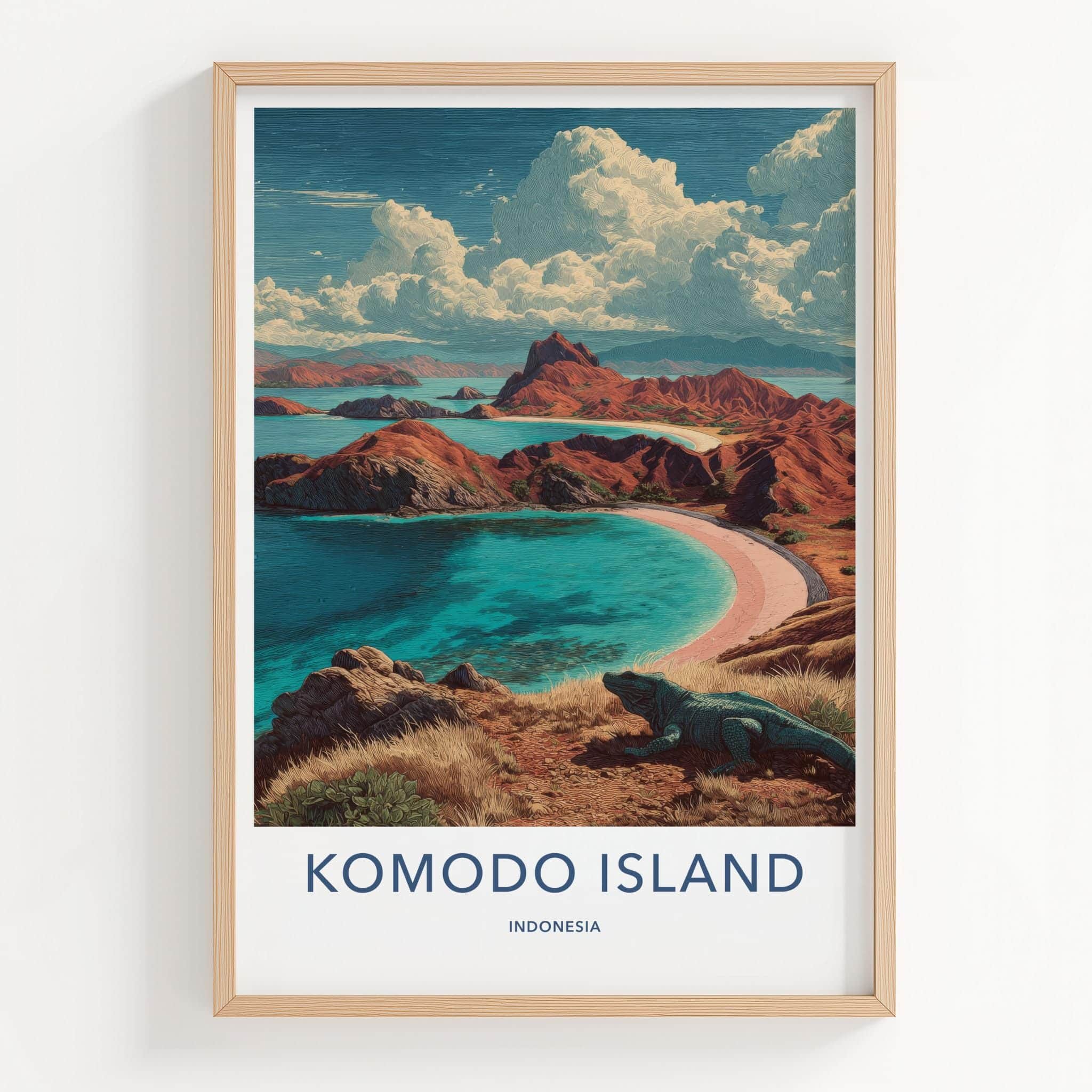 Komodo Island Poster - Indonesia Travel Art - Lizard Island Beach Home Decor