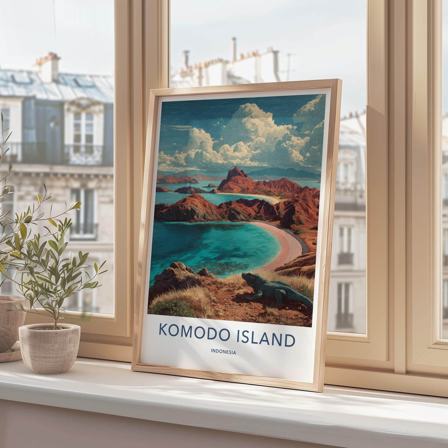 Komodo Island Poster - Indonesia Travel Art - Lizard Island Beach Home Decor