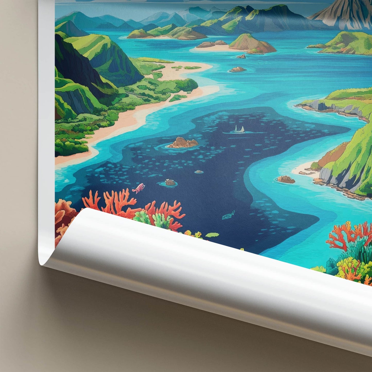 Komodo National Park Poster - Indonesia Fine Art - Underwater Coral Reef Gift