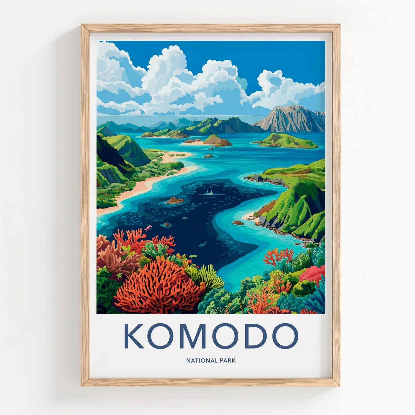 Komodo National Park Poster - Indonesia Fine Art - Underwater Coral Reef Gift