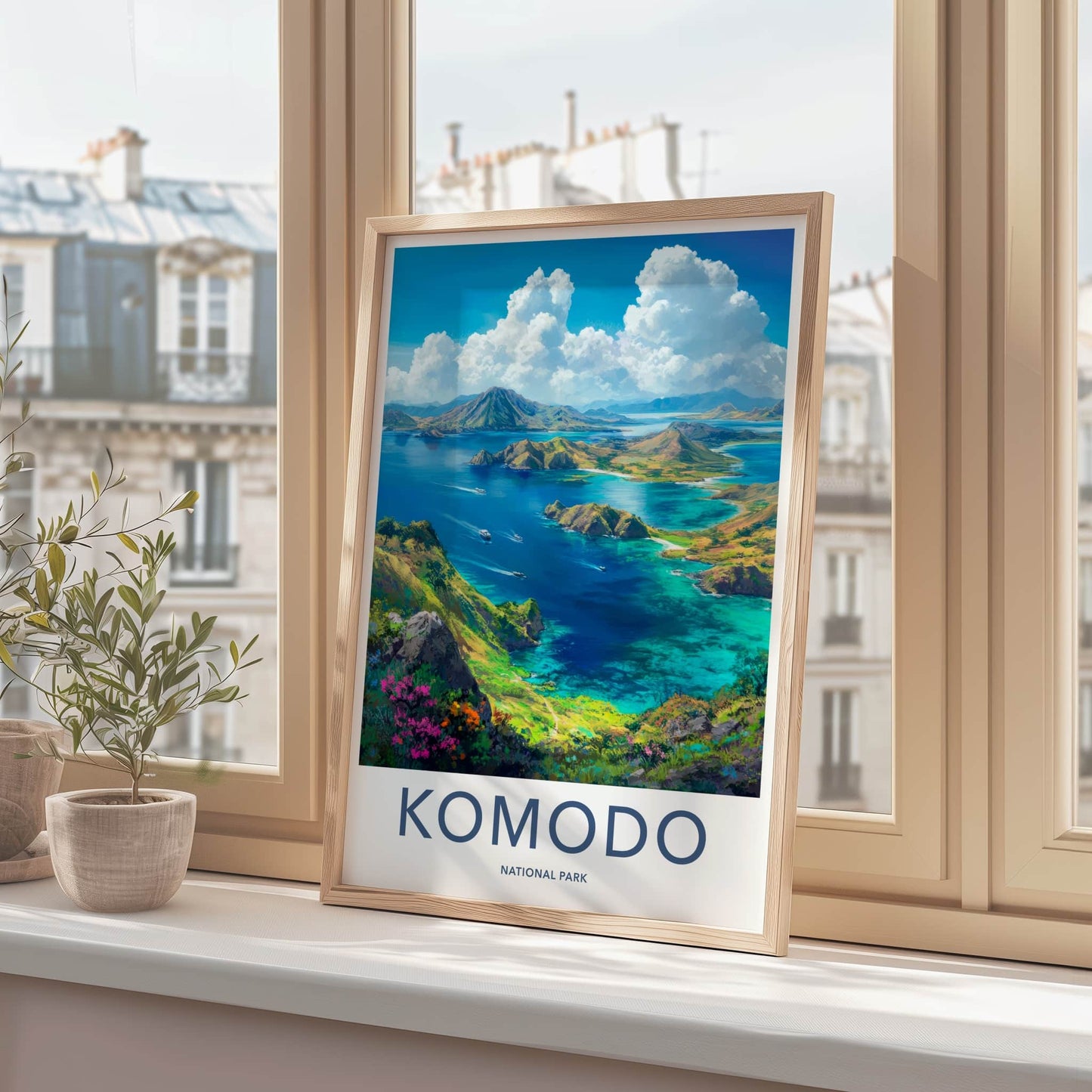 Komodo National Park Poster - Indonesia Travel Art - Vibrant Island Bays Home Decor
