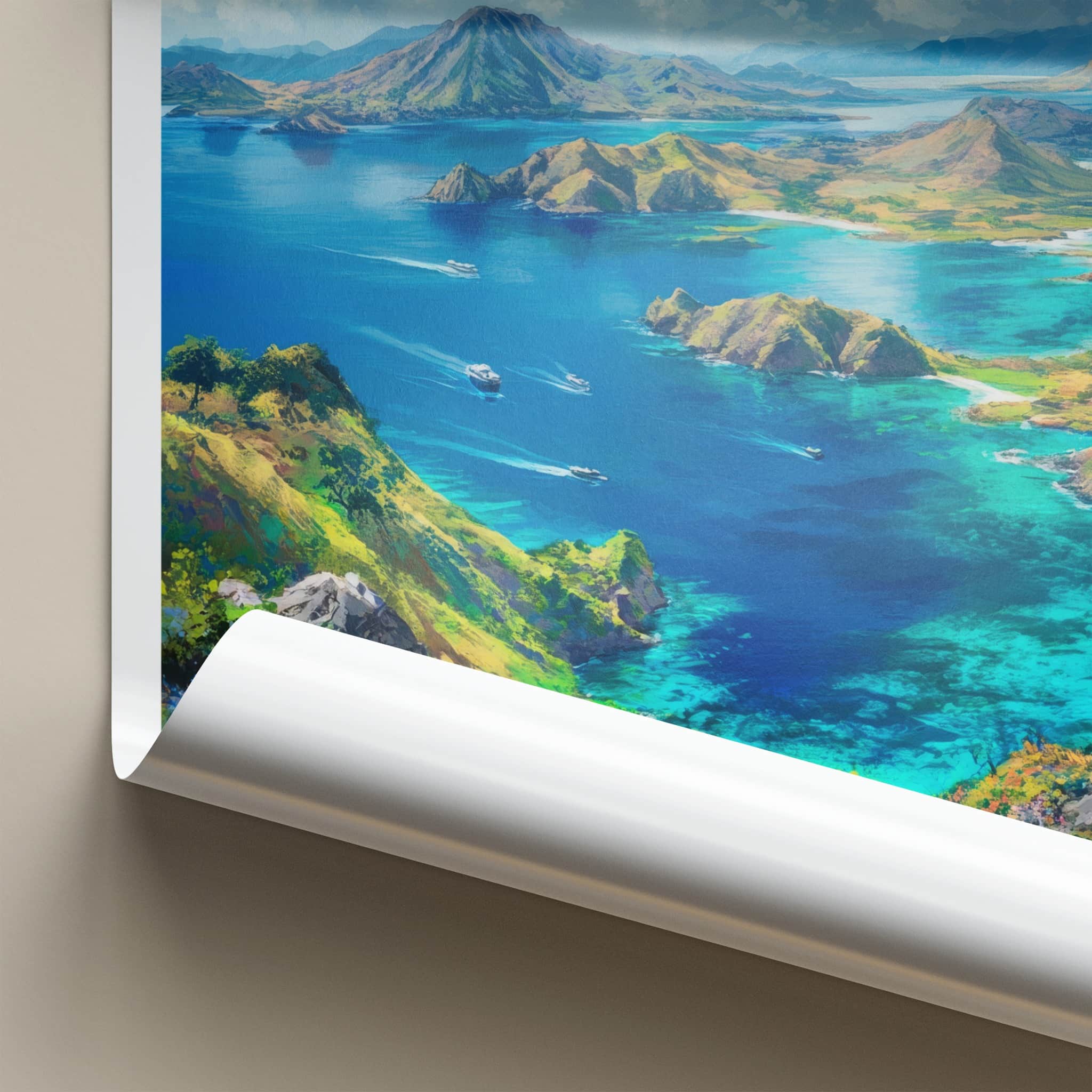 Komodo National Park Poster - Indonesia Travel Art - Vibrant Island Bays Home Decor