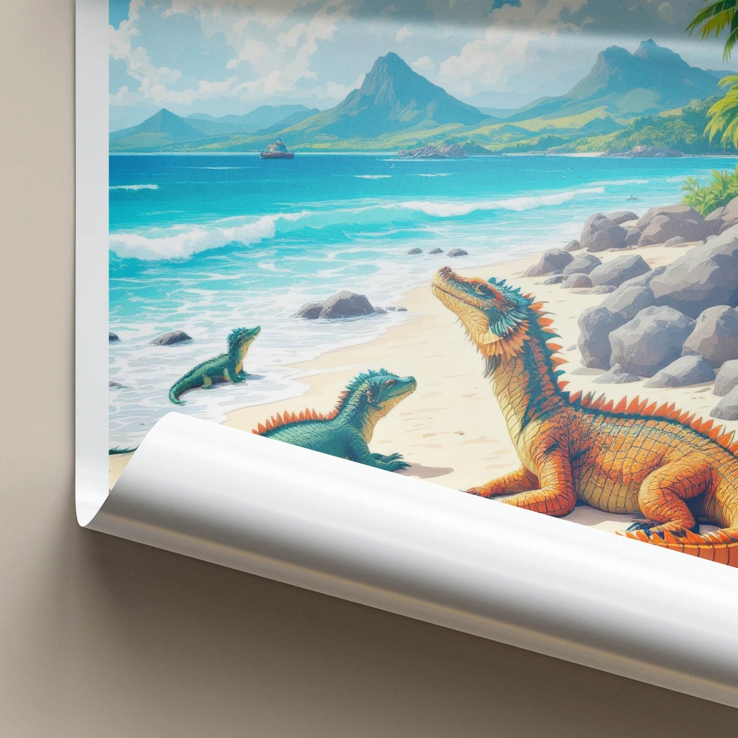 Komodo National Park Poster - Indonesia Wall Art - Dragons Tropical Beach Gift