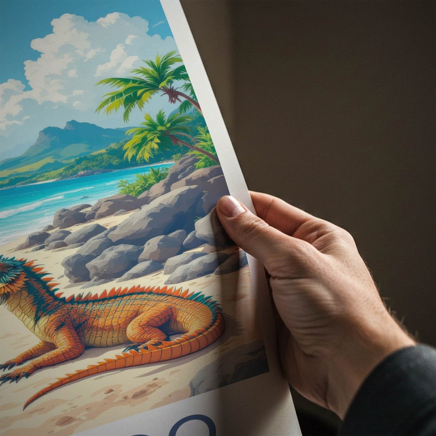 Komodo National Park Poster - Indonesia Wall Art - Dragons Tropical Beach Gift
