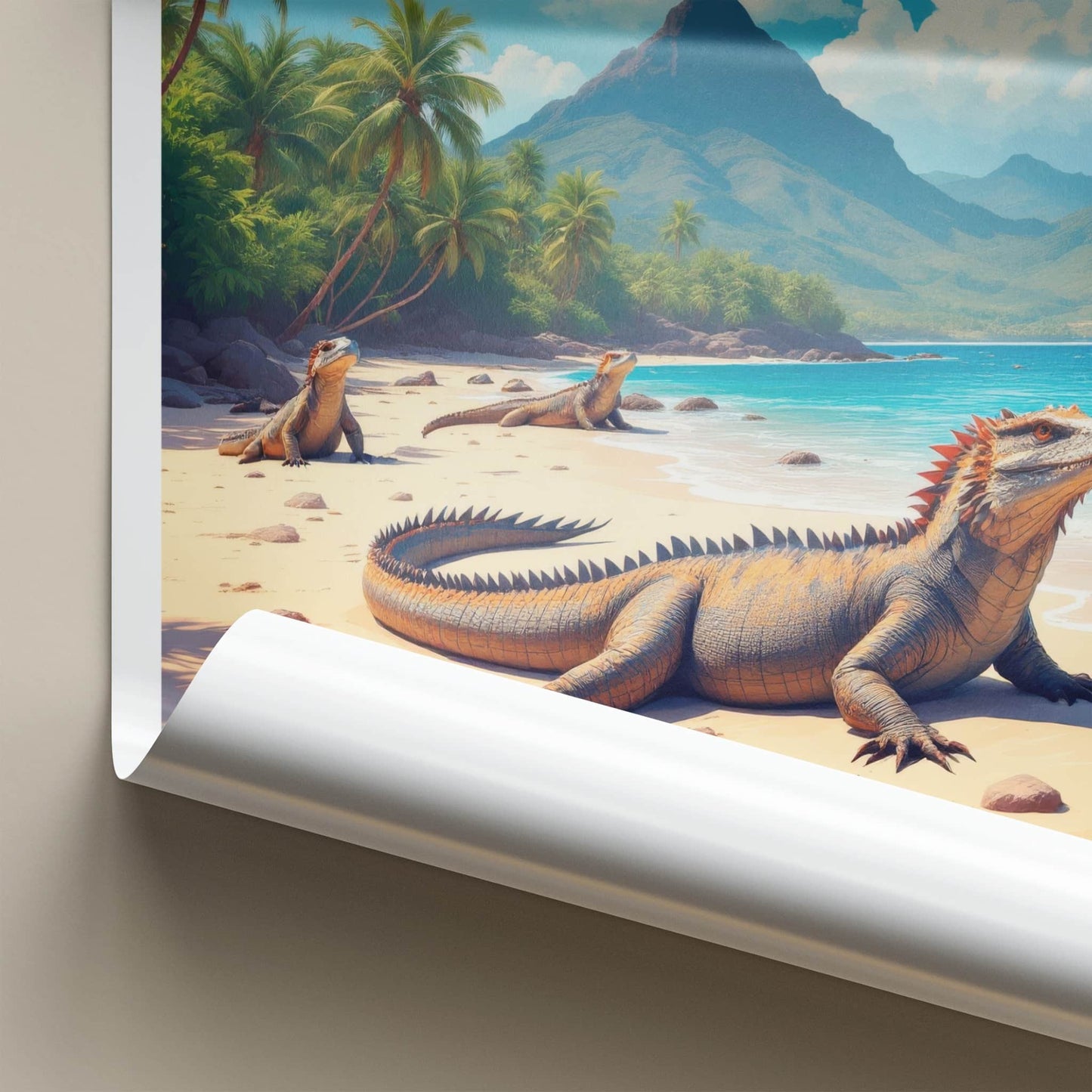 Komodo Poster - Indonesia Travel Art - Dragons Sunny Shore Home Decor