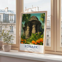 Konark Poster - India Travel Art - Odisha Ancient Stone Temple Wall Decor