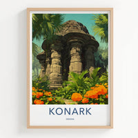 Konark Poster - India Travel Art - Odisha Ancient Stone Temple Wall Decor