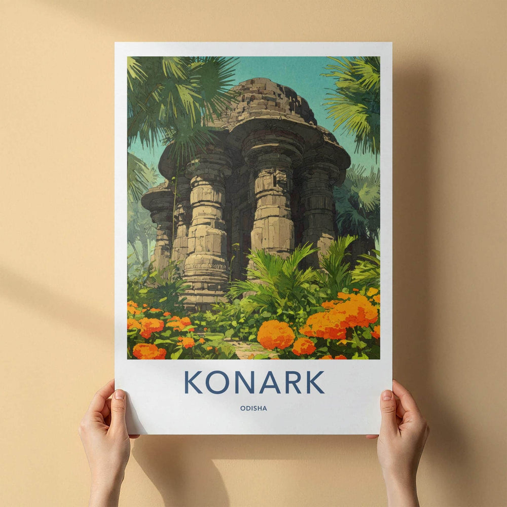 Konark Poster - India Travel Art - Odisha Ancient Stone Temple Wall Decor