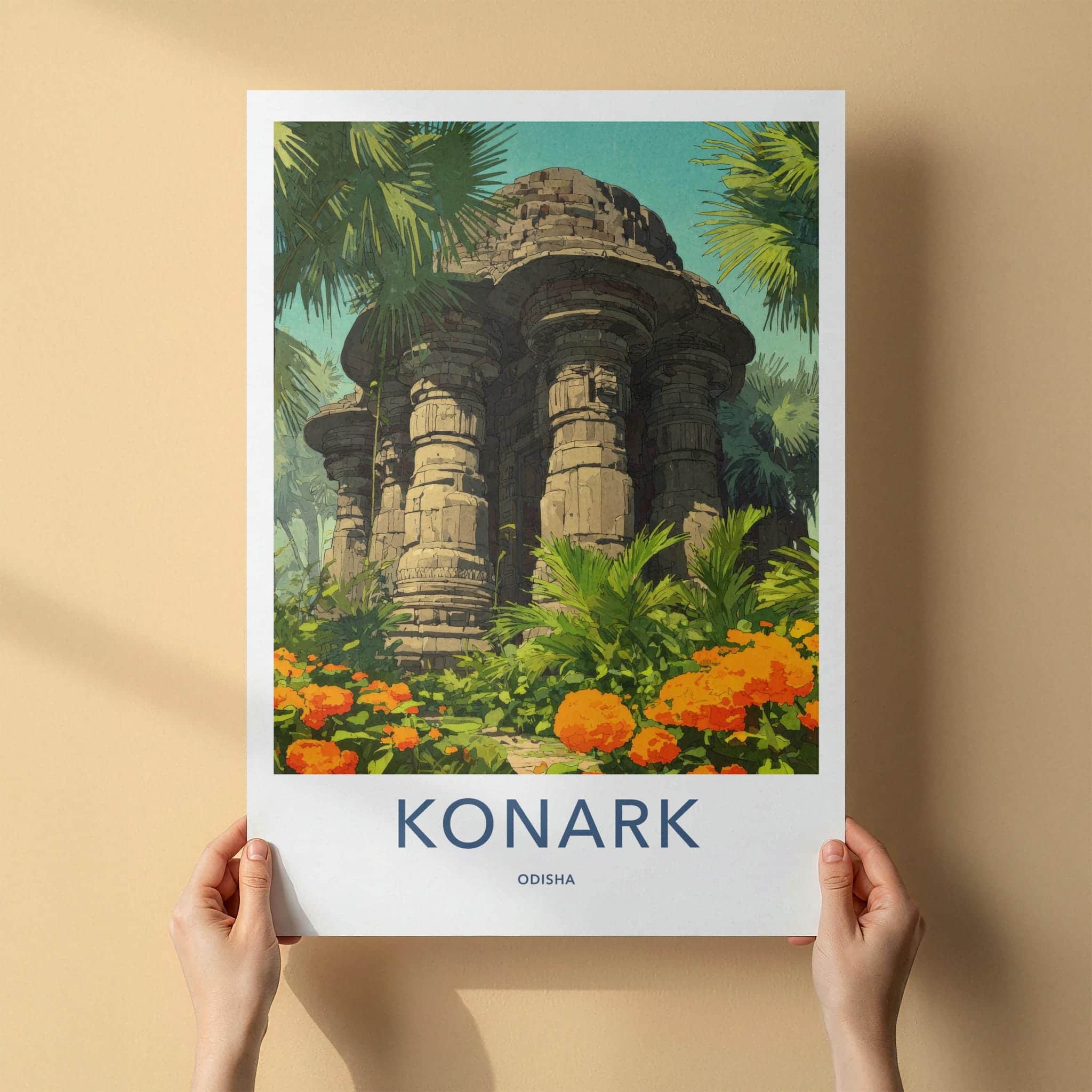 Konark Poster - India Travel Art - Odisha Ancient Stone Temple Wall Decor