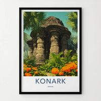 Konark Poster - India Travel Art - Odisha Ancient Stone Temple Wall Decor