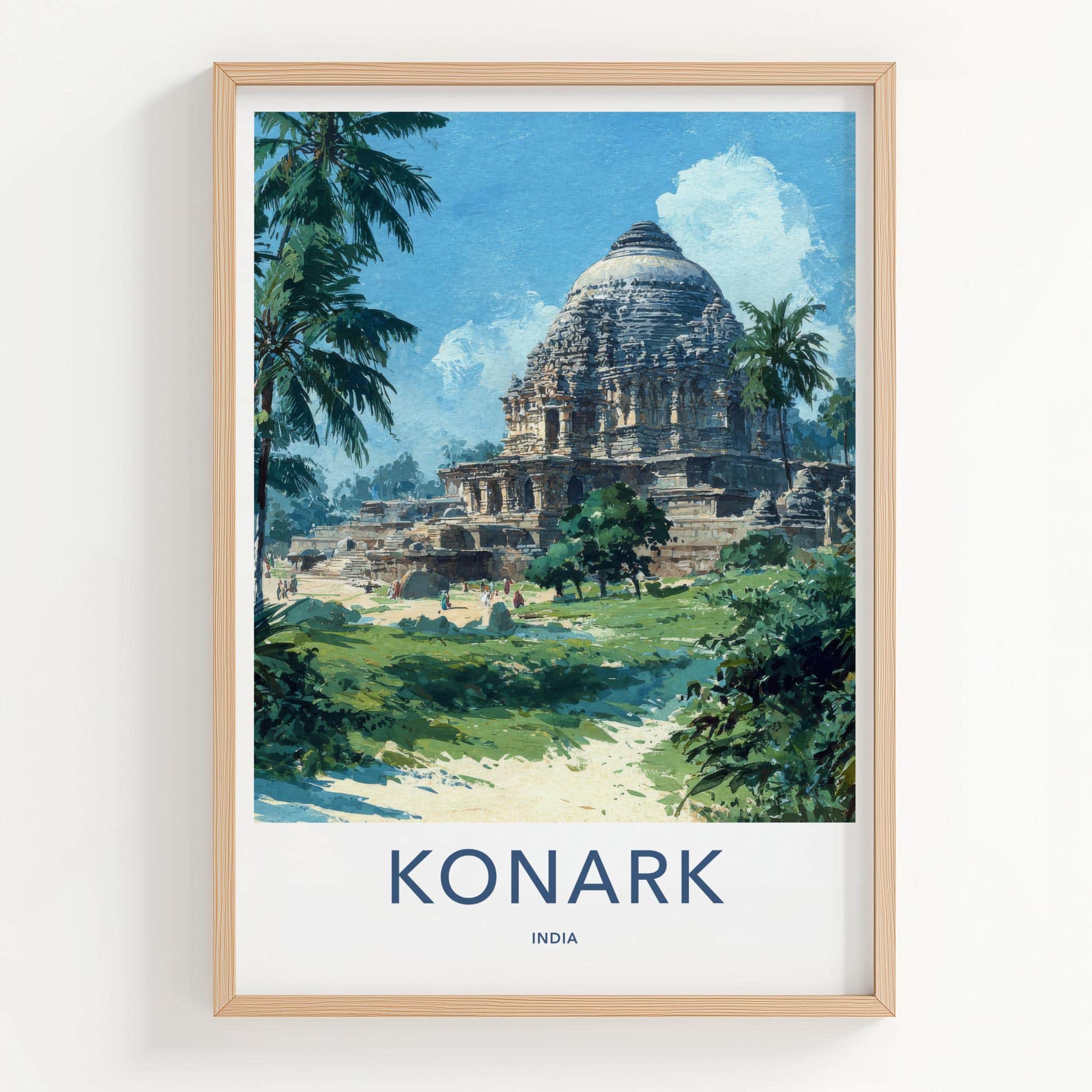 Konark Poster - India Travel Art - Odisha Ancient Temple Ruins Home Decor
