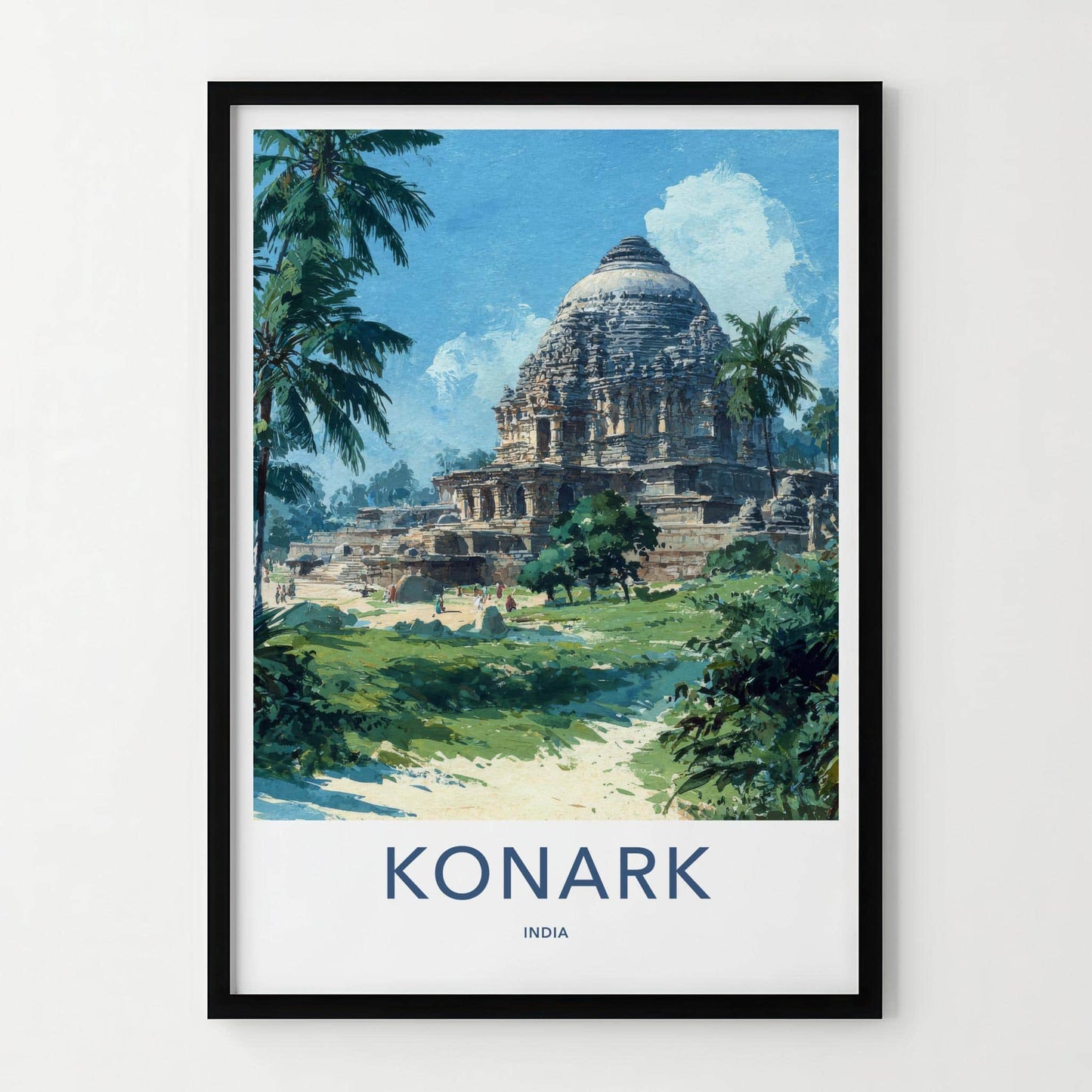 Konark Poster - India Travel Art - Odisha Ancient Temple Ruins Home Decor