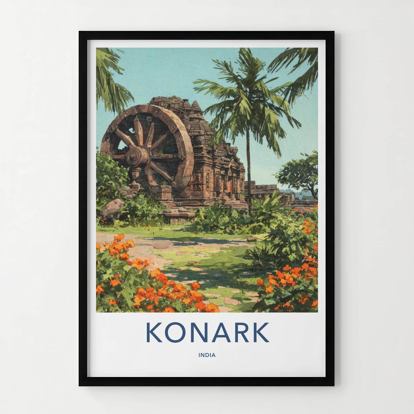 Konark Poster - India Travel Art - Odisha Ancient Temple Wheel Home Decor