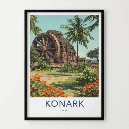 Konark Poster - India Travel Art - Odisha Ancient Temple Wheel Home Decor
