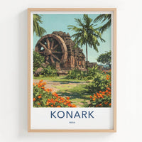Konark Poster - India Travel Art - Odisha Ancient Temple Wheel Home Decor