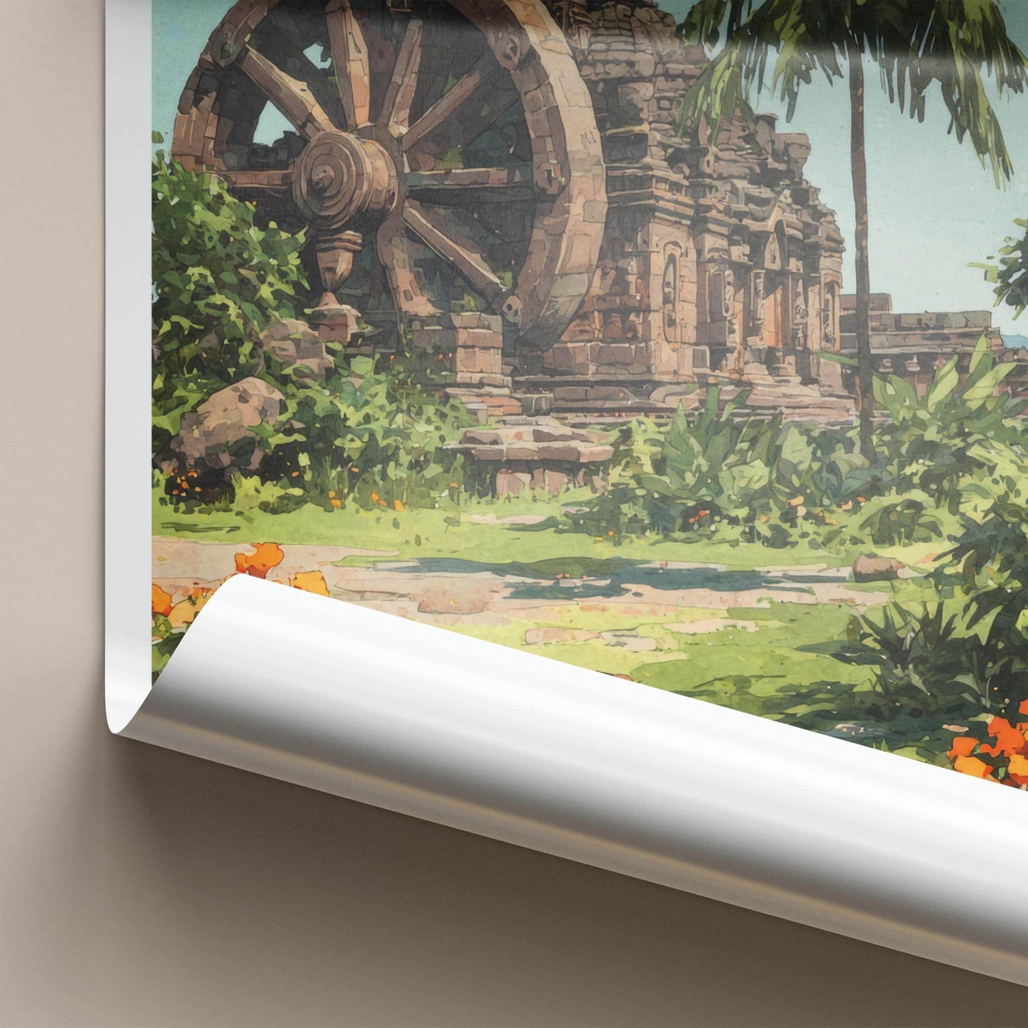Konark Poster - India Travel Art - Odisha Ancient Temple Wheel Home Decor
