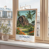 Konark Poster - India Travel Art - Odisha Ancient Temple Wheel Home Decor