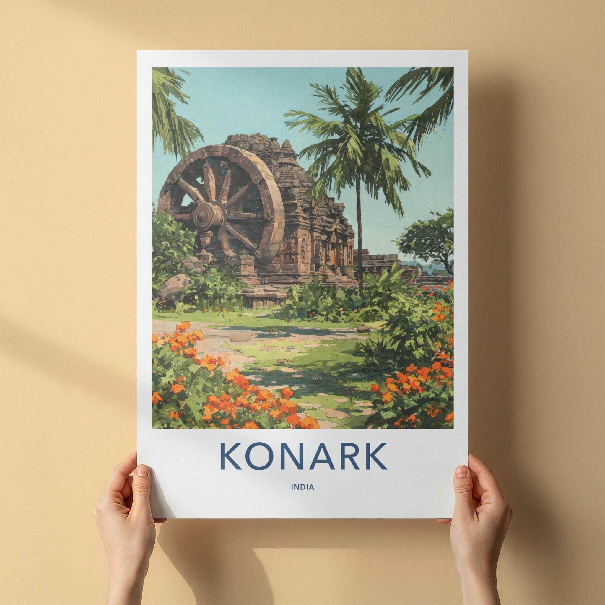 Konark Poster - India Travel Art - Odisha Ancient Temple Wheel Home Decor