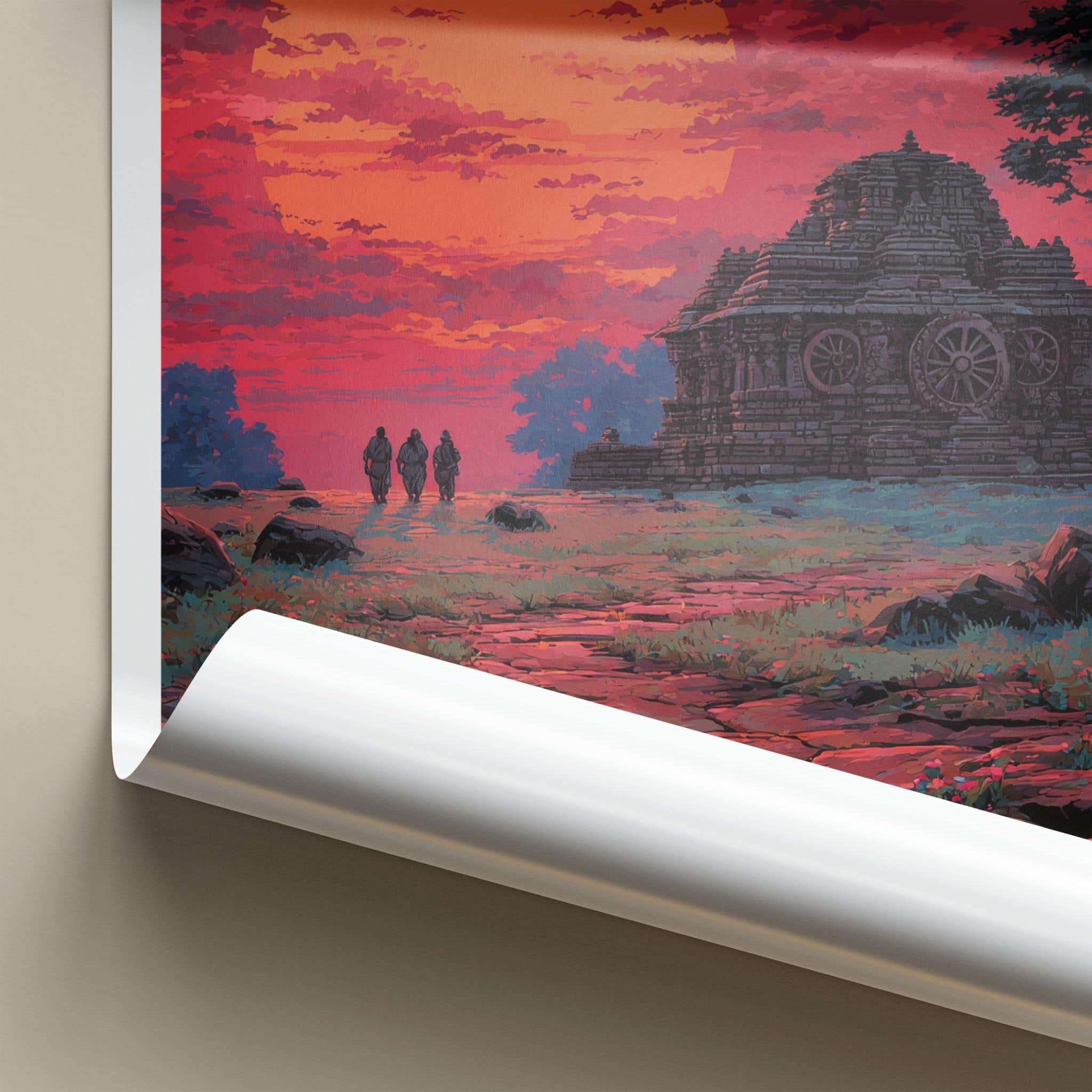 Konark Poster - India Travel Art - Odisha Dramatic Temple Sunset Wall Decor