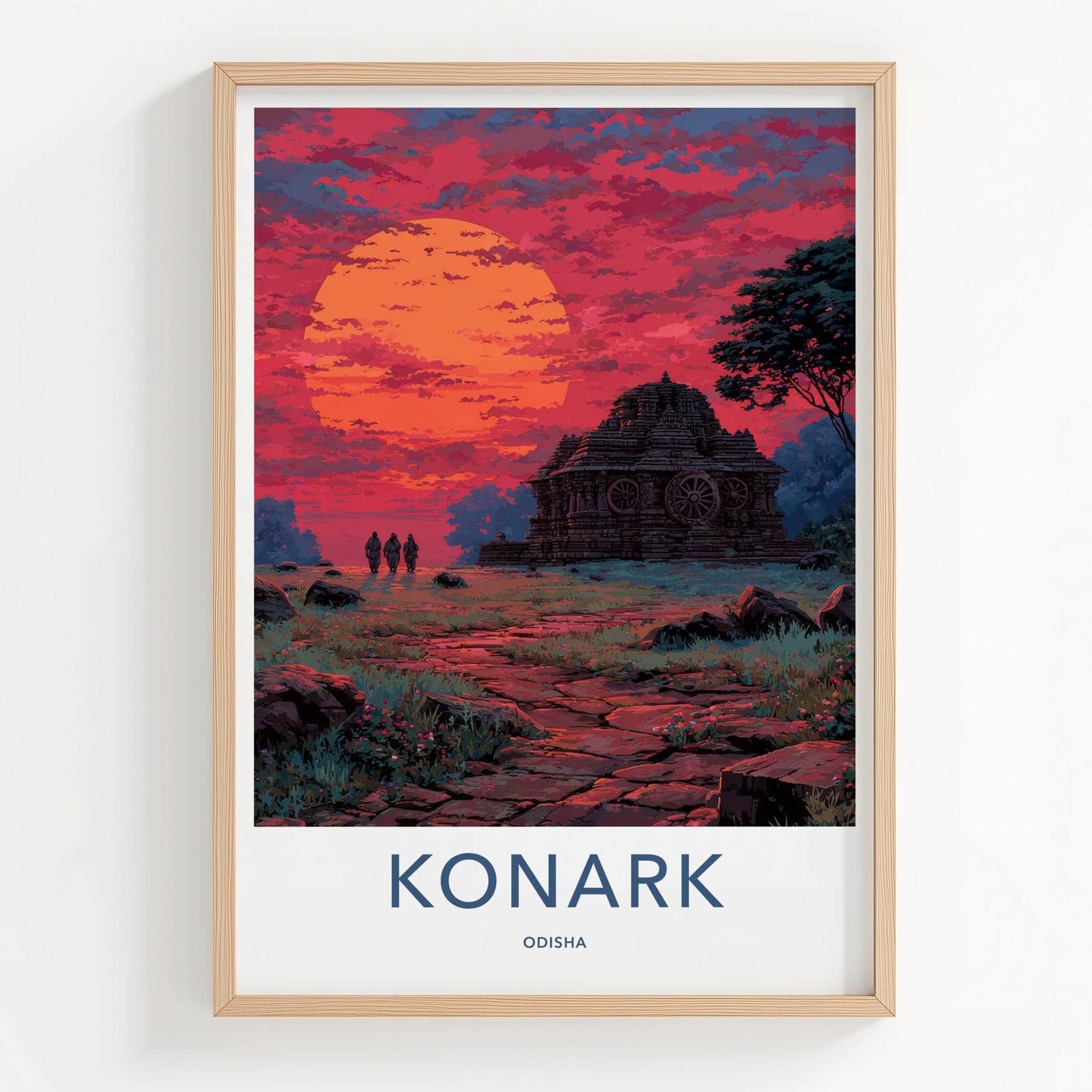 Konark Poster - India Travel Art - Odisha Dramatic Temple Sunset Wall Decor