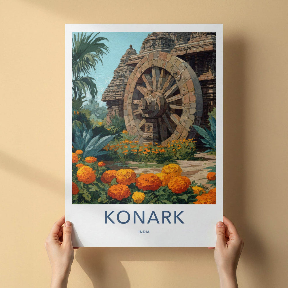Konark Poster - India Travel Art - Odisha Temple Wheel Home Decor