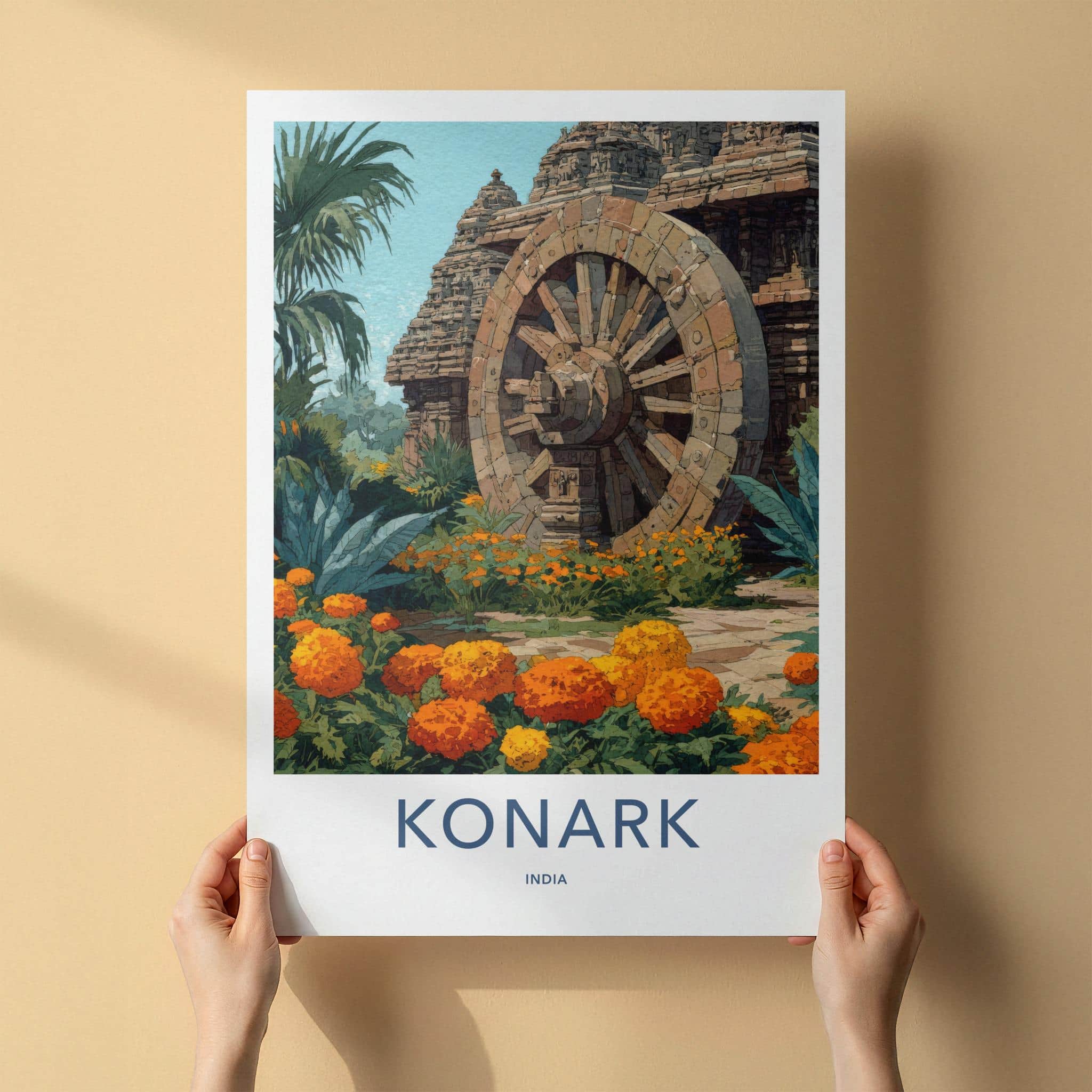 Konark Poster - India Travel Art - Odisha Temple Wheel Home Decor