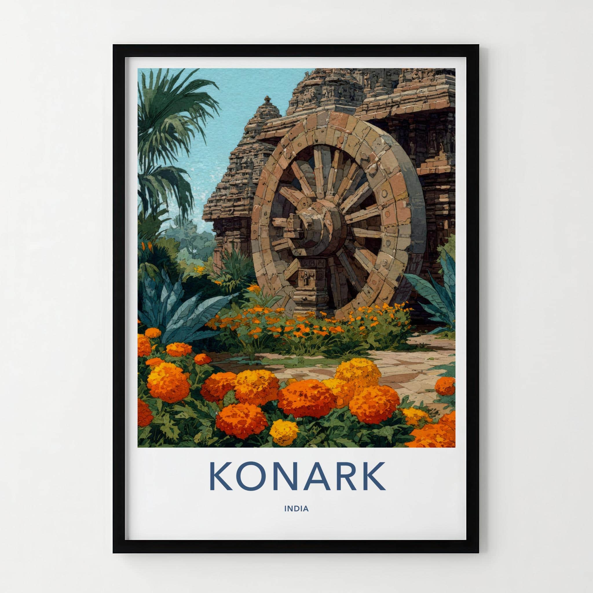 Konark Poster - India Travel Art - Odisha Temple Wheel Home Decor