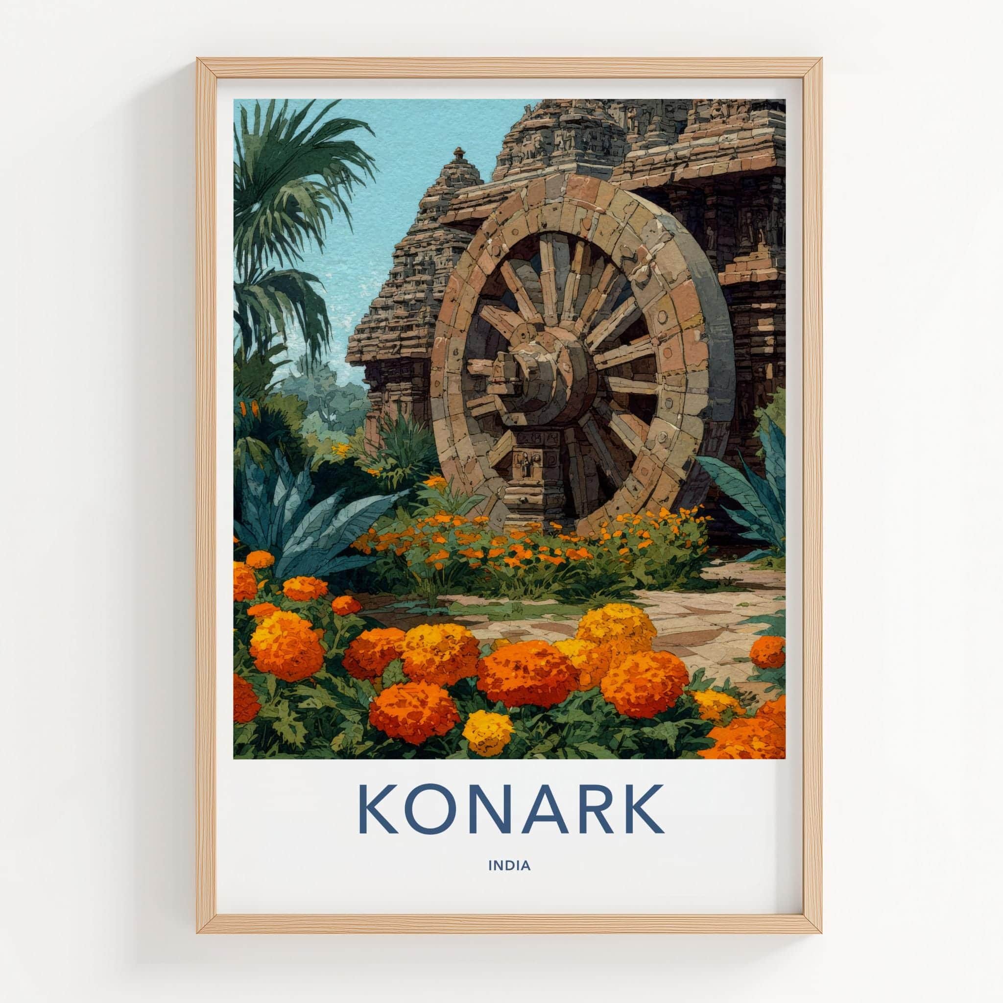 Konark Poster - India Travel Art - Odisha Temple Wheel Home Decor