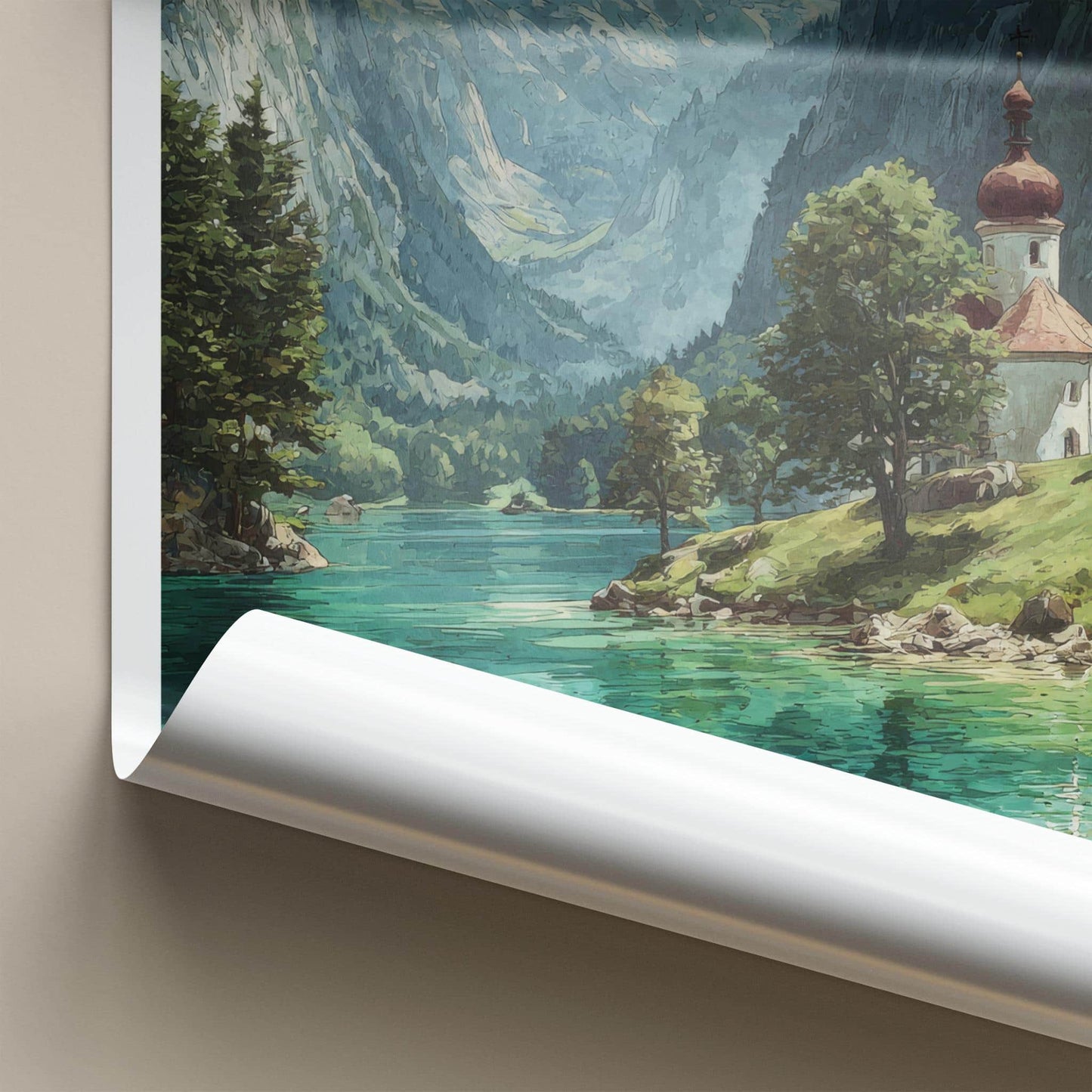 Konigssee Poster - Germany Framed Print - Alpine Lake Church Framed Decor