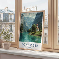 Konigssee Poster - Germany Framed Print - Alpine Lake Church Framed Decor