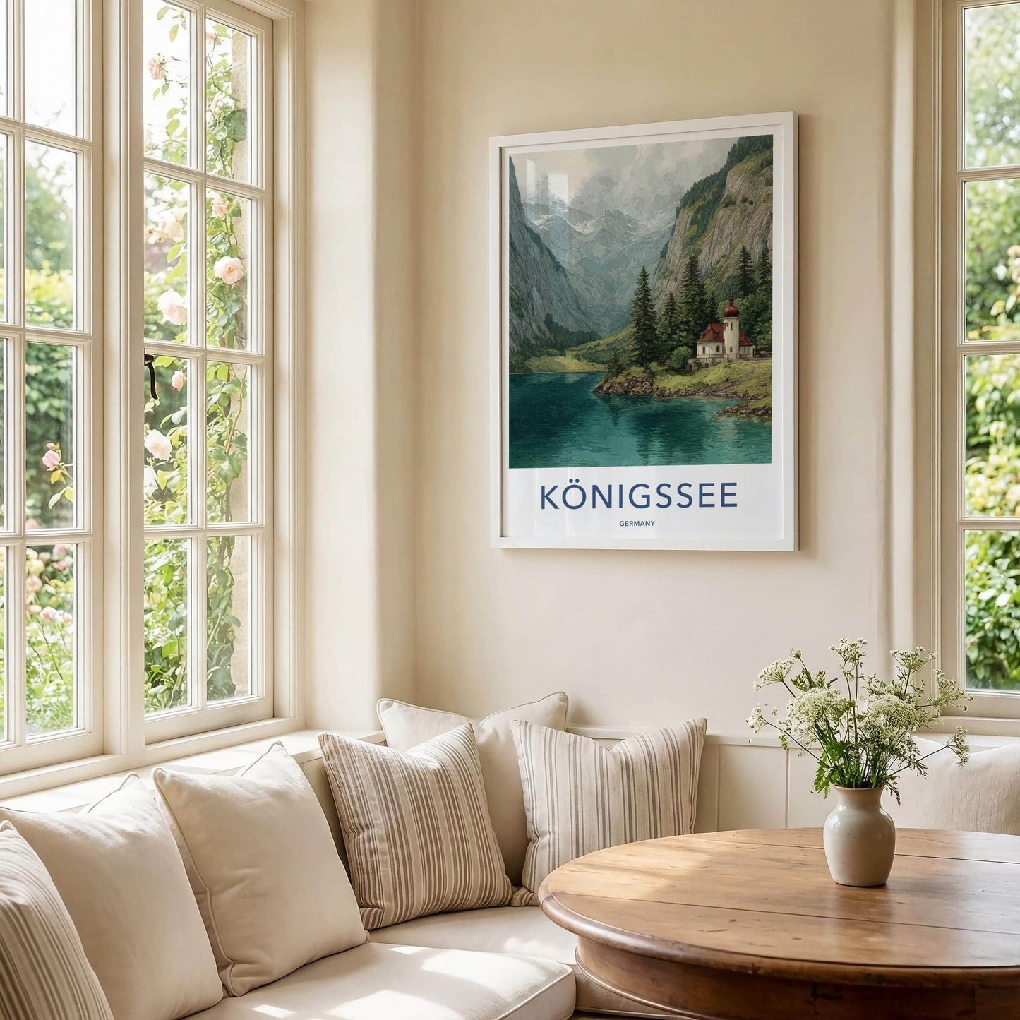 Konigssee Poster - Germany Travel Art - Alpine Lake Chapel Wall Decor
