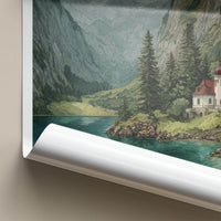 Konigssee Poster - Germany Travel Art - Alpine Lake Chapel Wall Decor