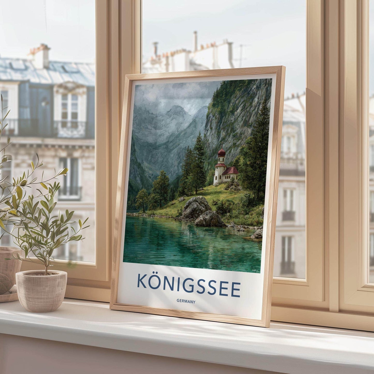 Konigssee Poster - Germany Travel Art - Alpine Lake Church Wall Decor