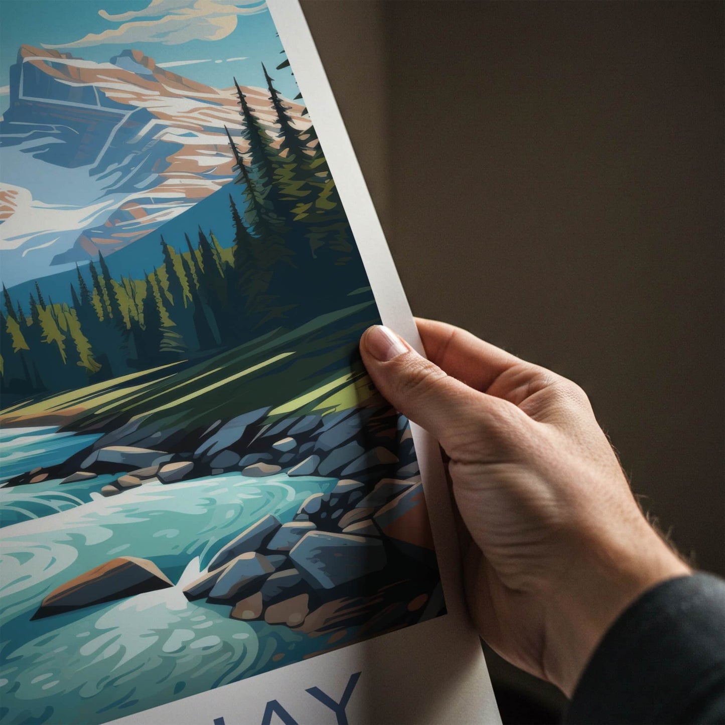 Kootenay Poster - British Columbia Travel Art - Alpine River Valley Wall Decor
