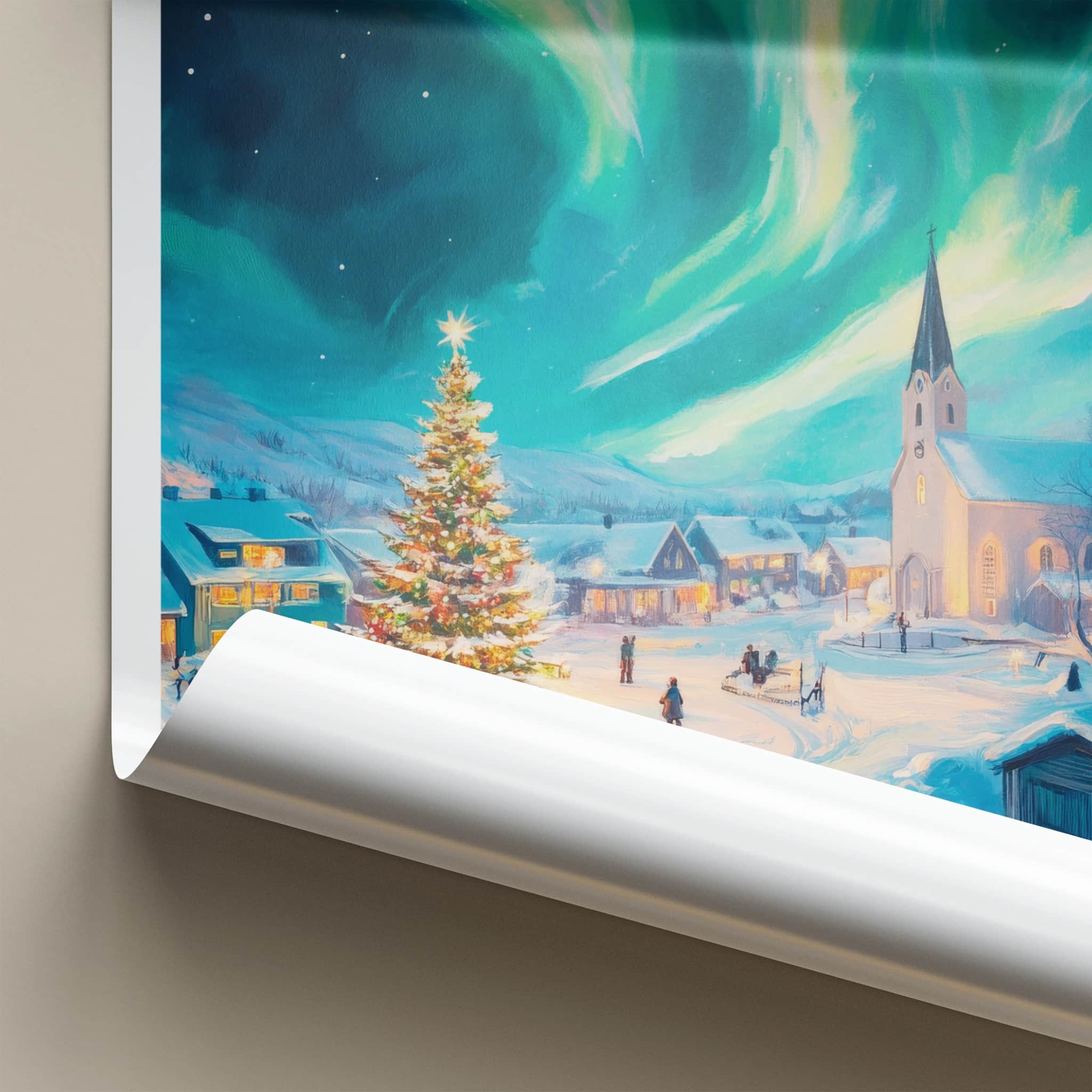 Kopavogur Poster - Iceland Wall Art - Winter Christmas Aurora Home Decor