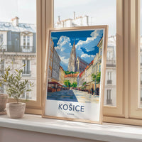 Kosice Poster - Slovakia Travel Art - Gothic Cathedral Square Home Decor