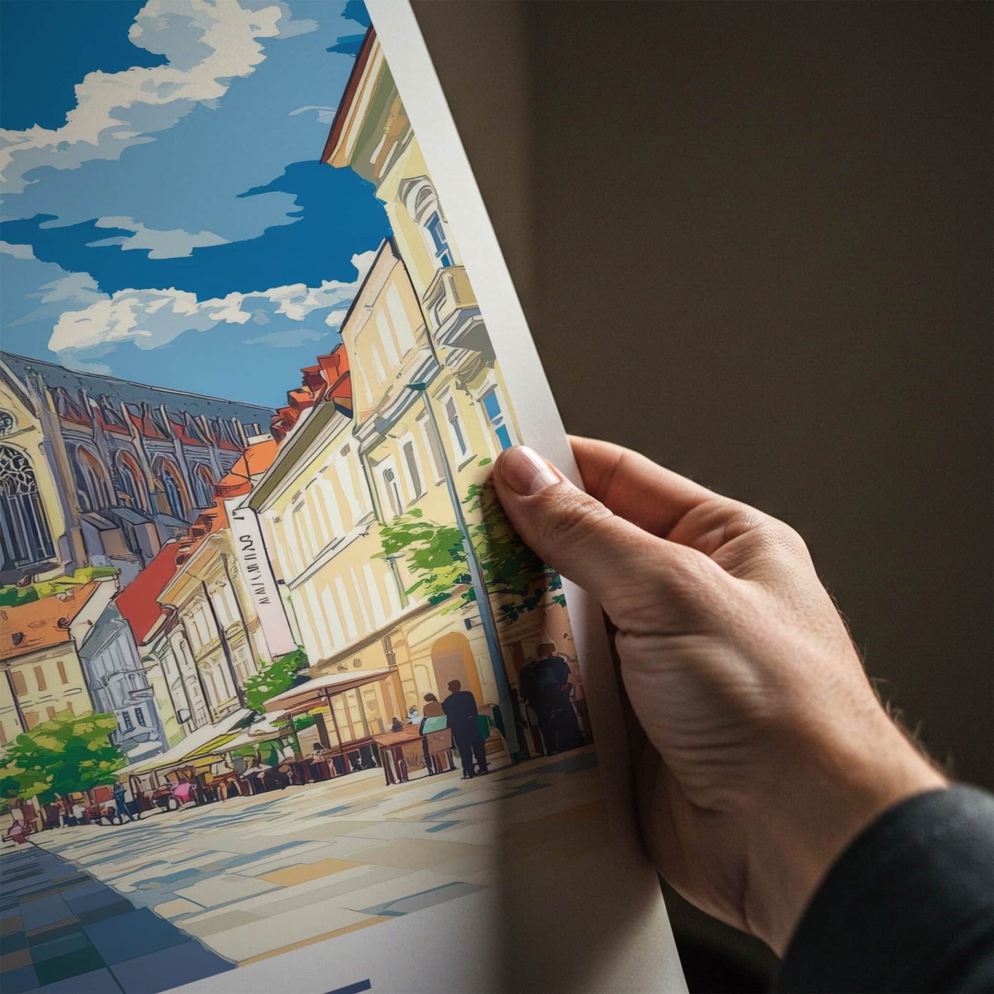 Kosice Poster - Slovakia Travel Art - Gothic Cathedral Square Home Decor