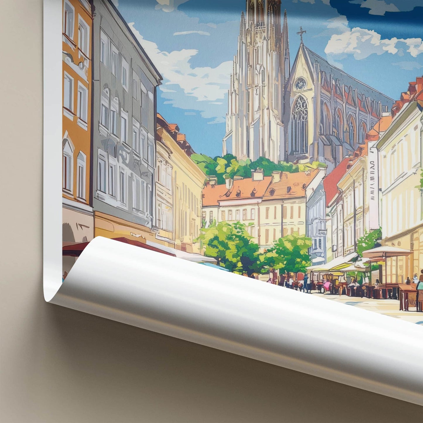 Kosice Poster - Slovakia Travel Art - Gothic Cathedral Square Home Decor