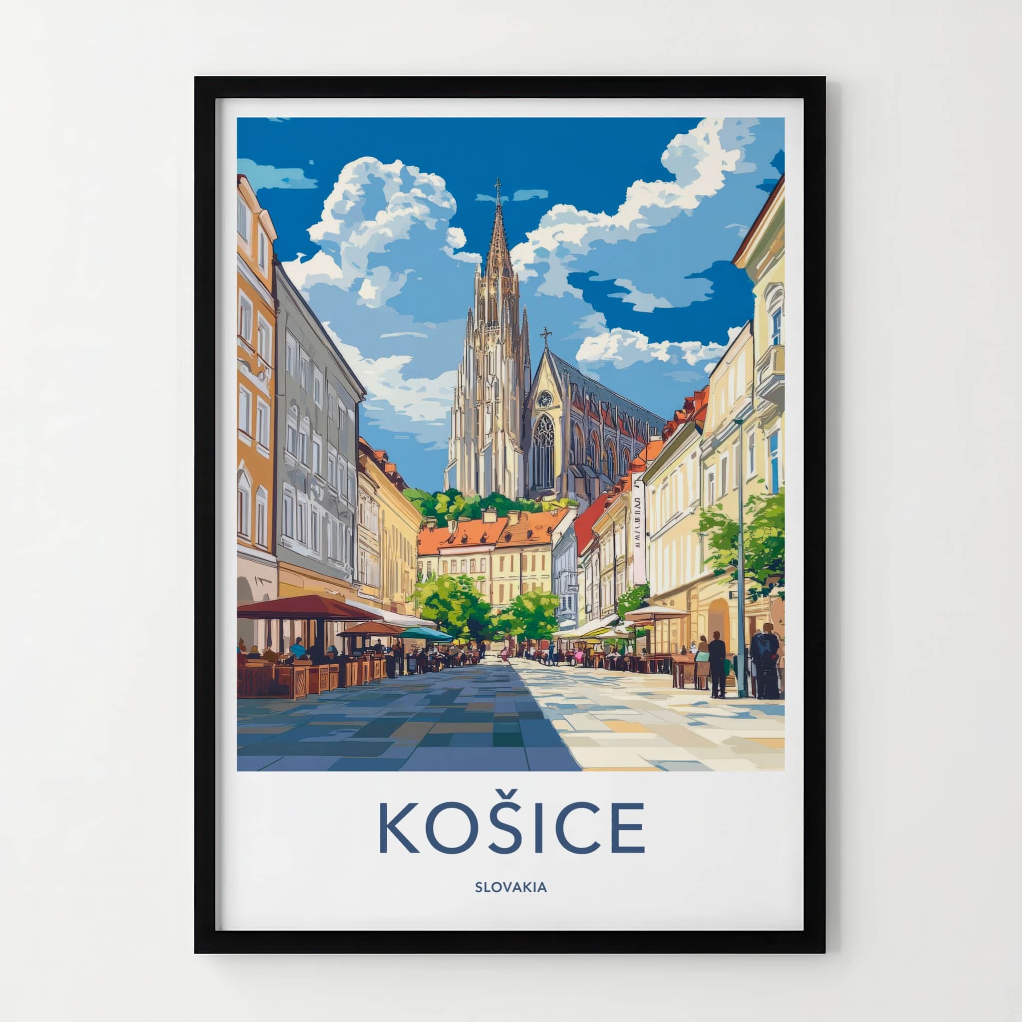 Kosice Poster - Slovakia Travel Art - Gothic Cathedral Square Home Decor