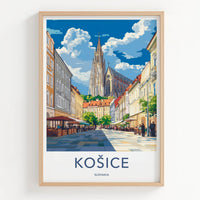 Kosice Poster - Slovakia Travel Art - Gothic Cathedral Square Home Decor
