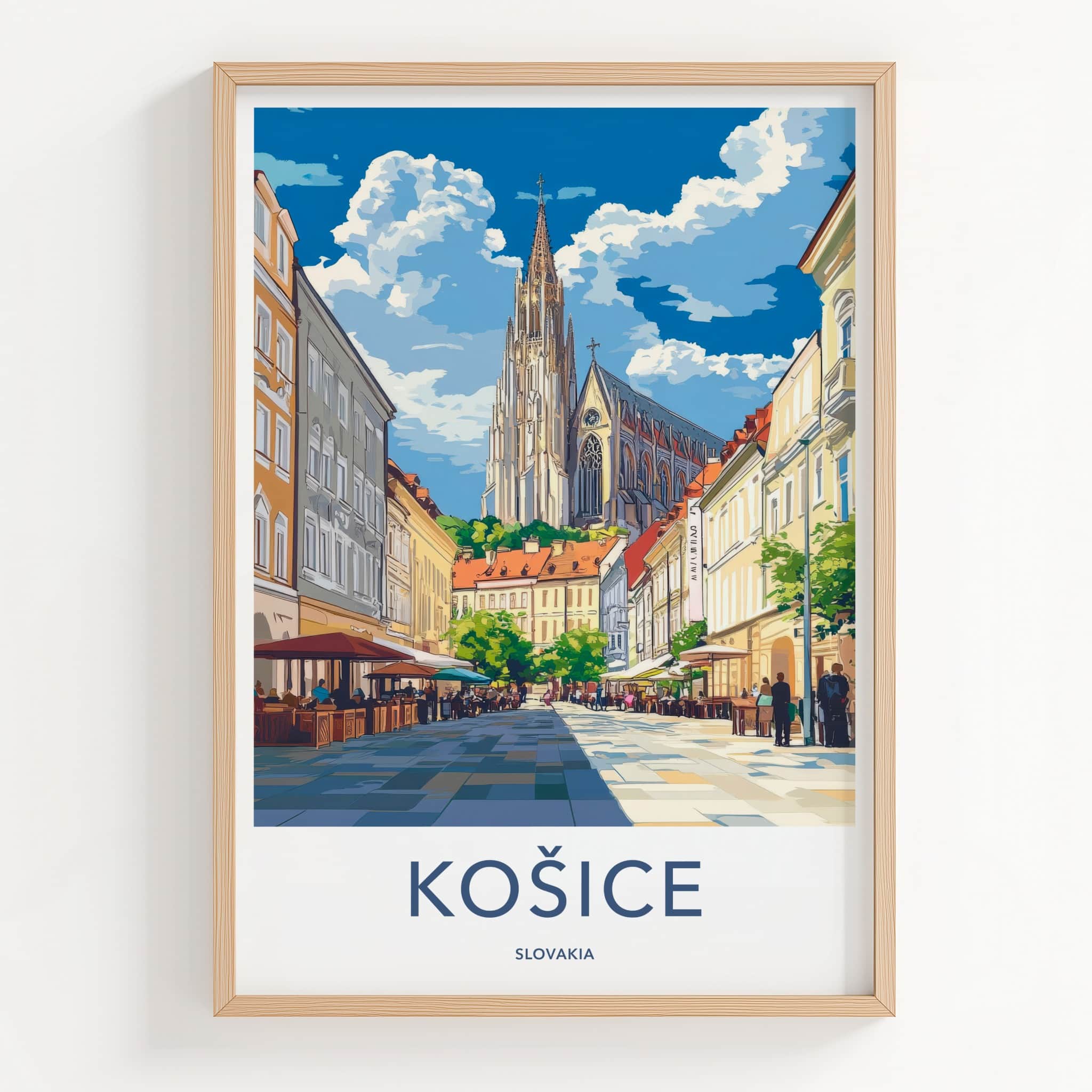 Kosice Poster - Slovakia Travel Art - Gothic Cathedral Square Home Decor