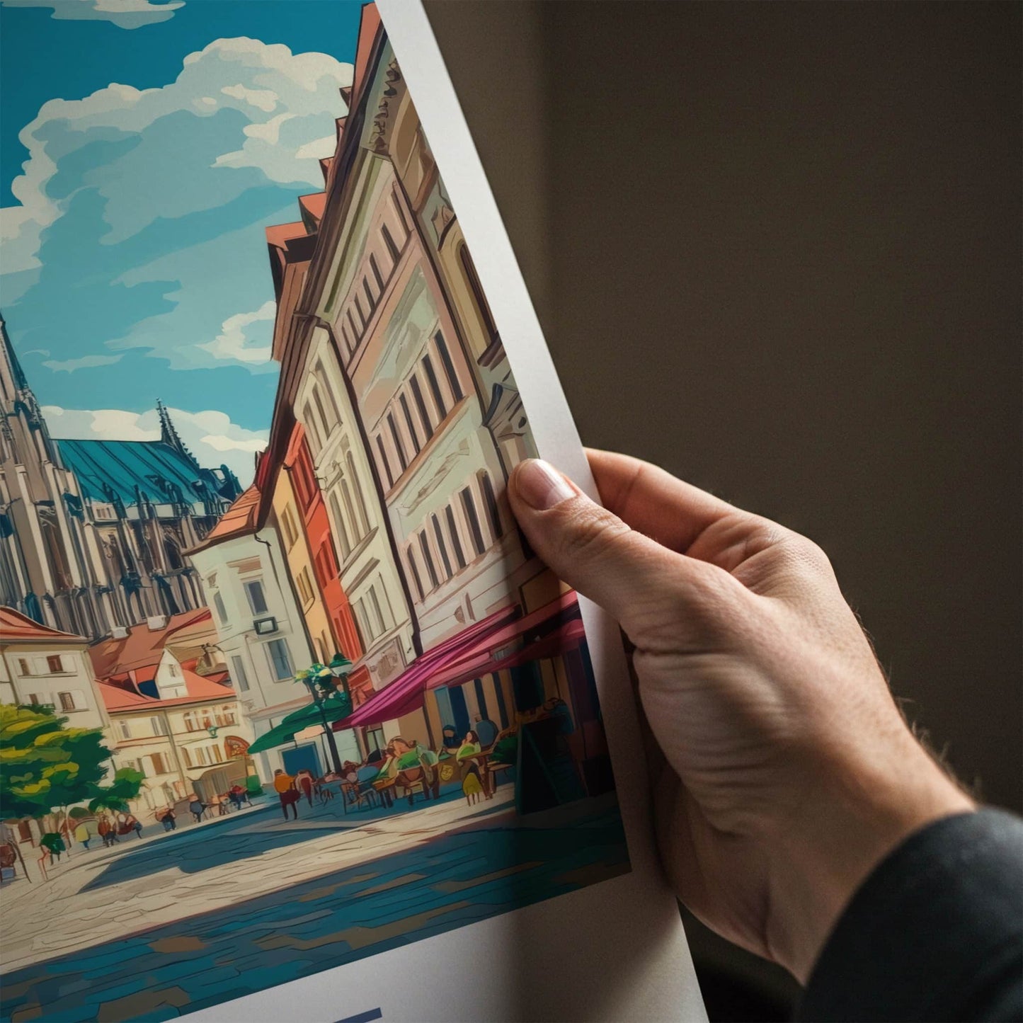 Kosice Poster - Slovakia Travel Art - Historic Street Cathedral Home Decor