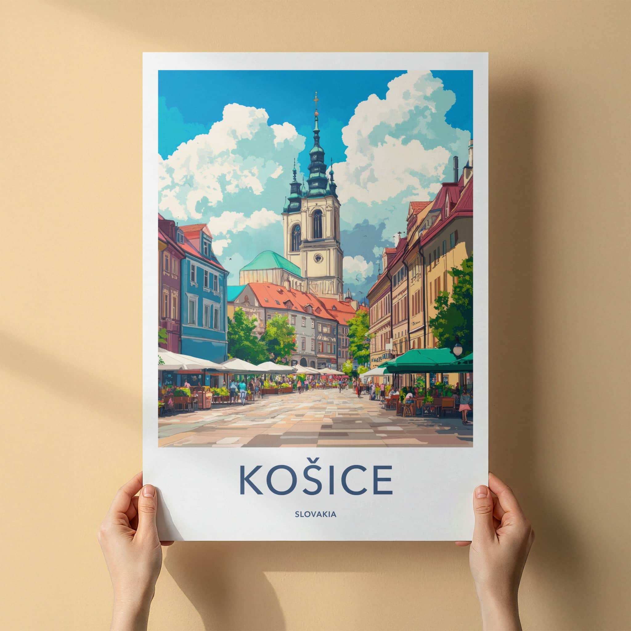 Kosice Poster - Slovakia Travel Art - Lively Cityscape Scene Wall Decor