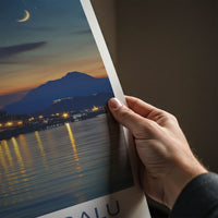 Kota Kinabalu Poster - Malaysia Travel Art - Shimmering Jetty Night Wall Decor