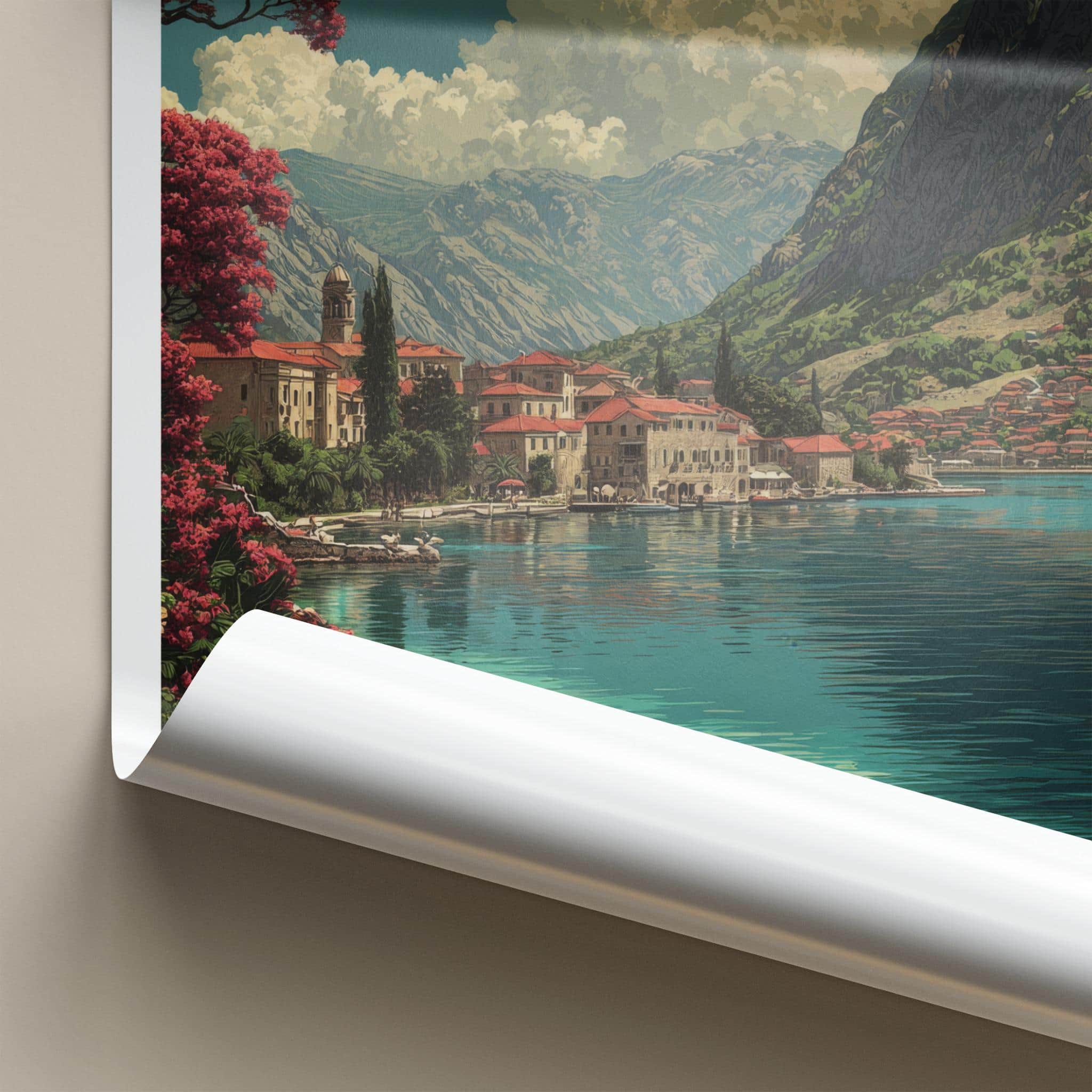Kotor Bay Poster - Montenegro Travel Art - Coastal Townscape View Home Decor