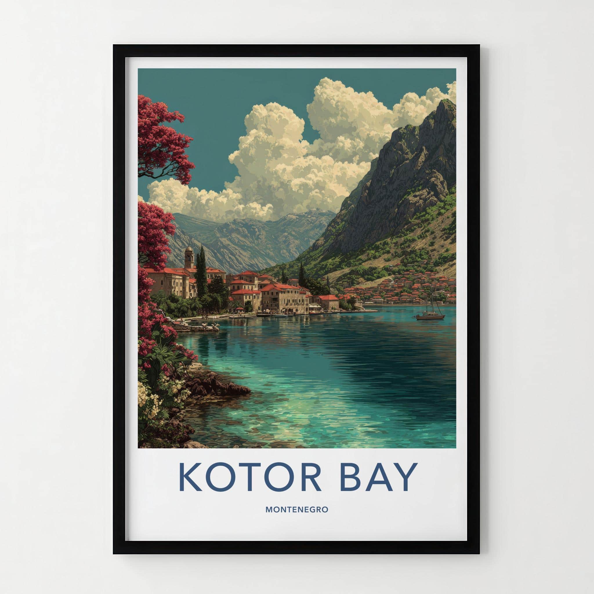 Kotor Bay Poster - Montenegro Travel Art - Coastal Townscape View Home Decor